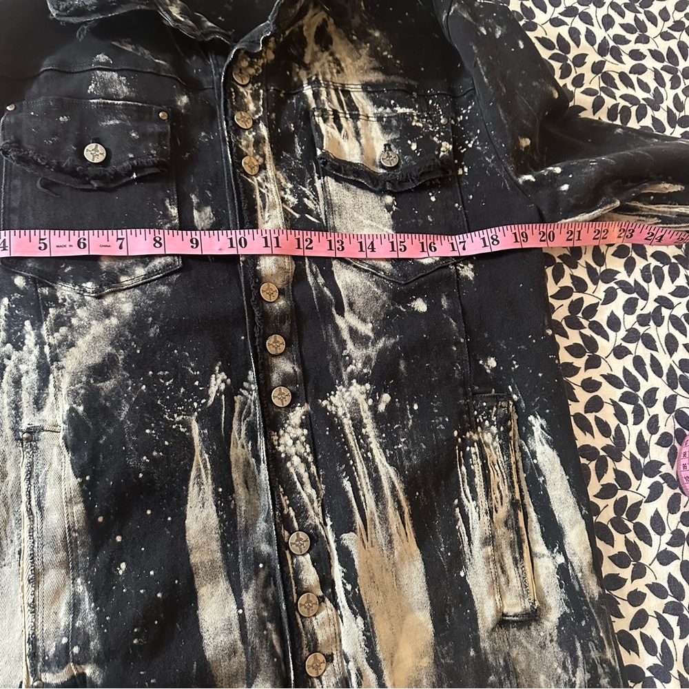 Lip Service Black & Creamish Vintage Porn Splatter Stretch Twill Jacket NWT L - Picture 15 of 16